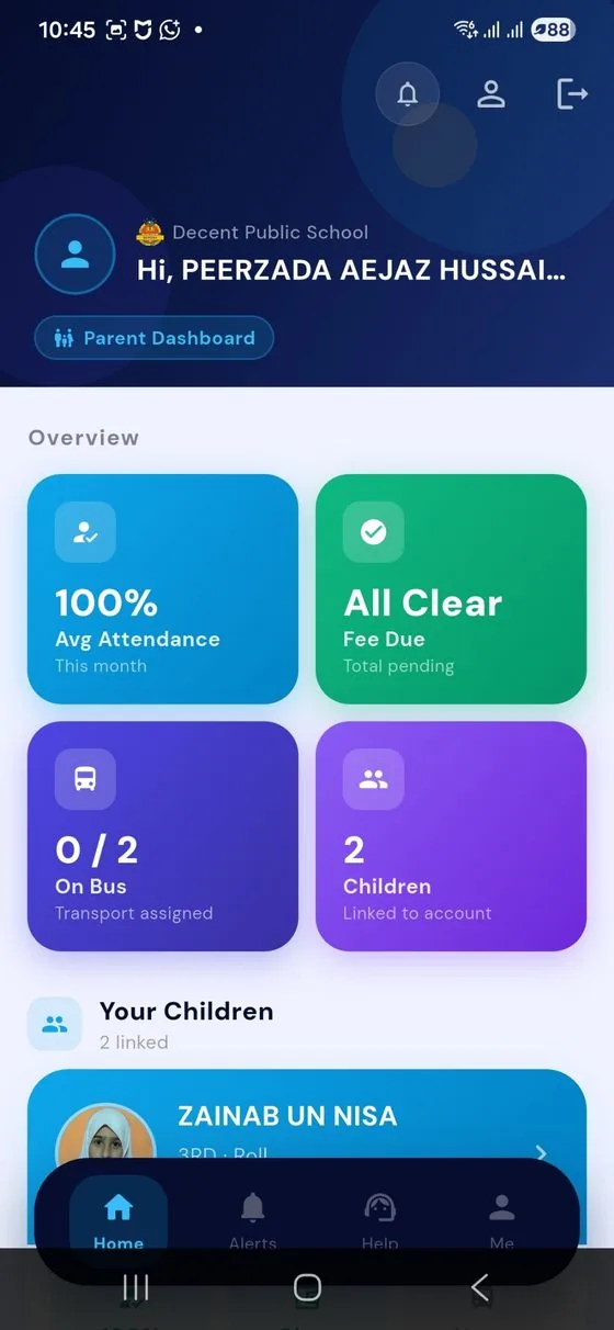 Skoolly app dashboard