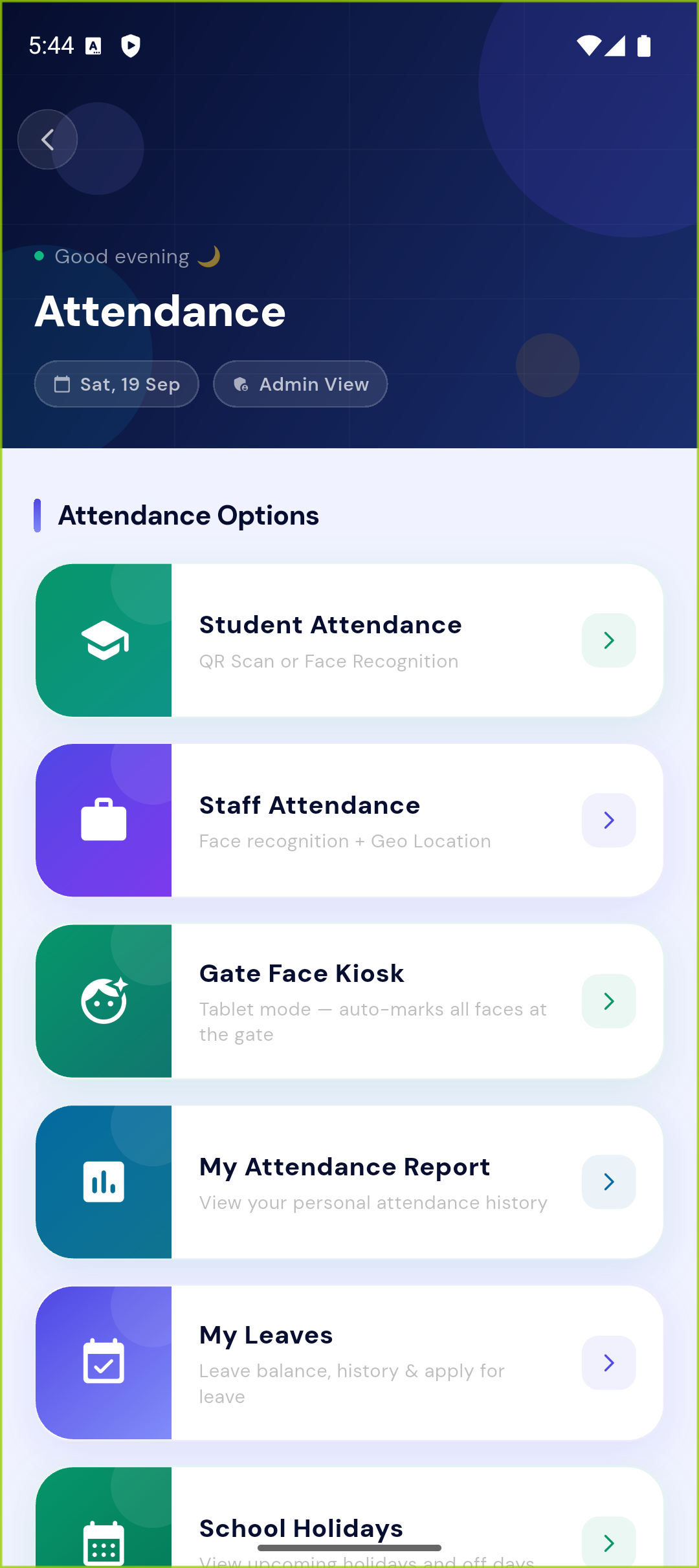 Attendance Home Screen