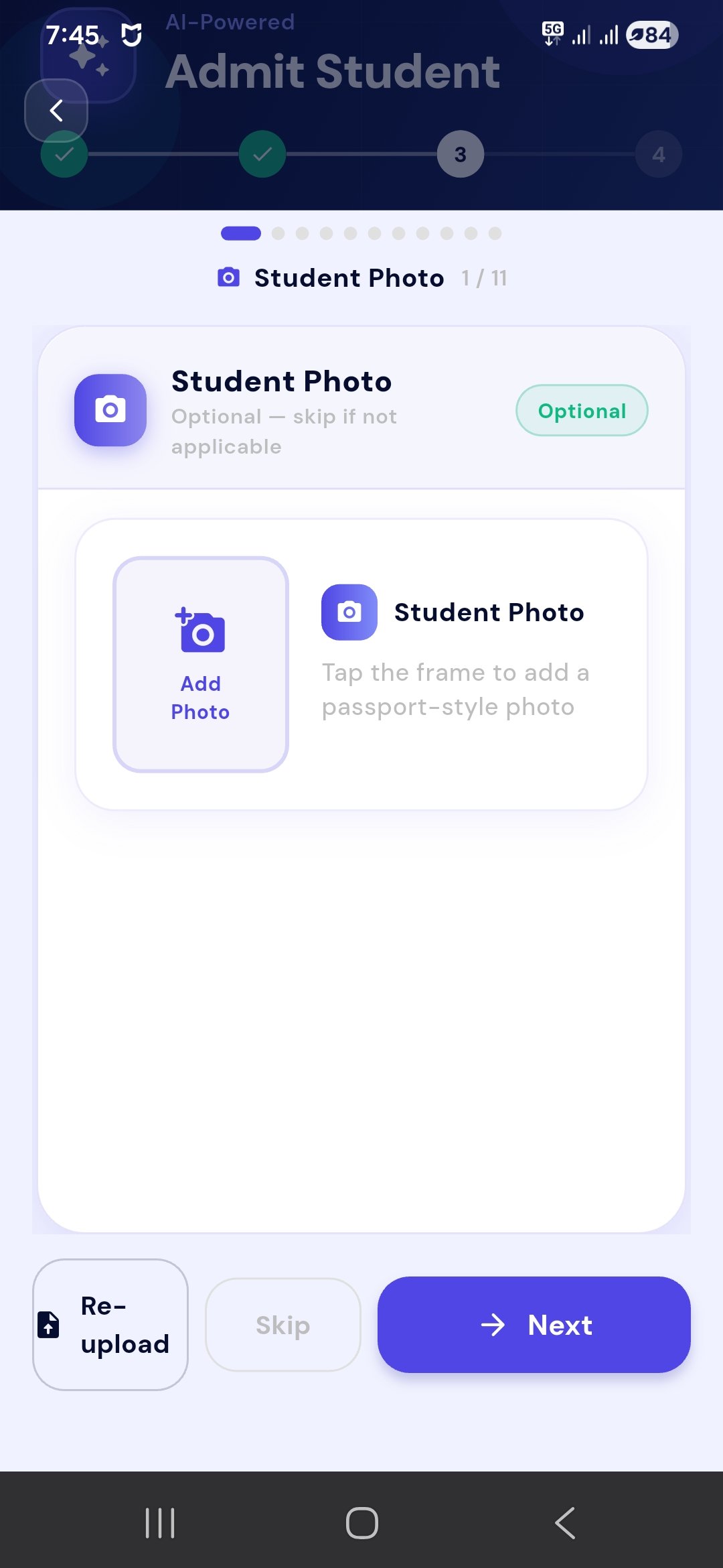 You can fill the admission form with the help of Camera scanner.